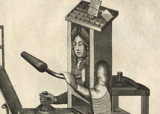 illustration of a person as a printer